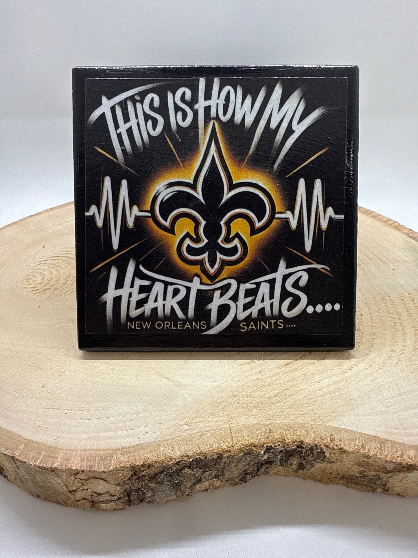 Football Coasters Heartbeat Black Ceramic