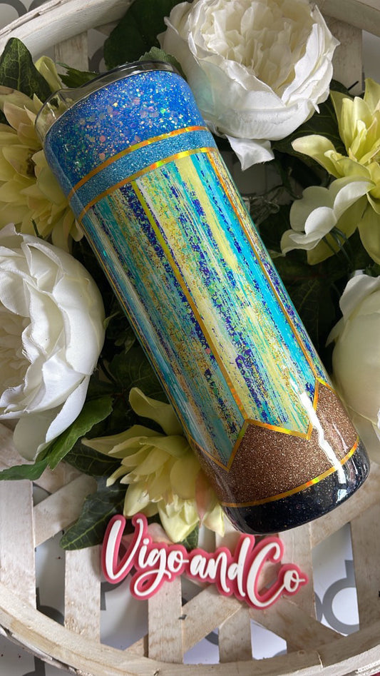 Blue Pencil Resin Tumbler