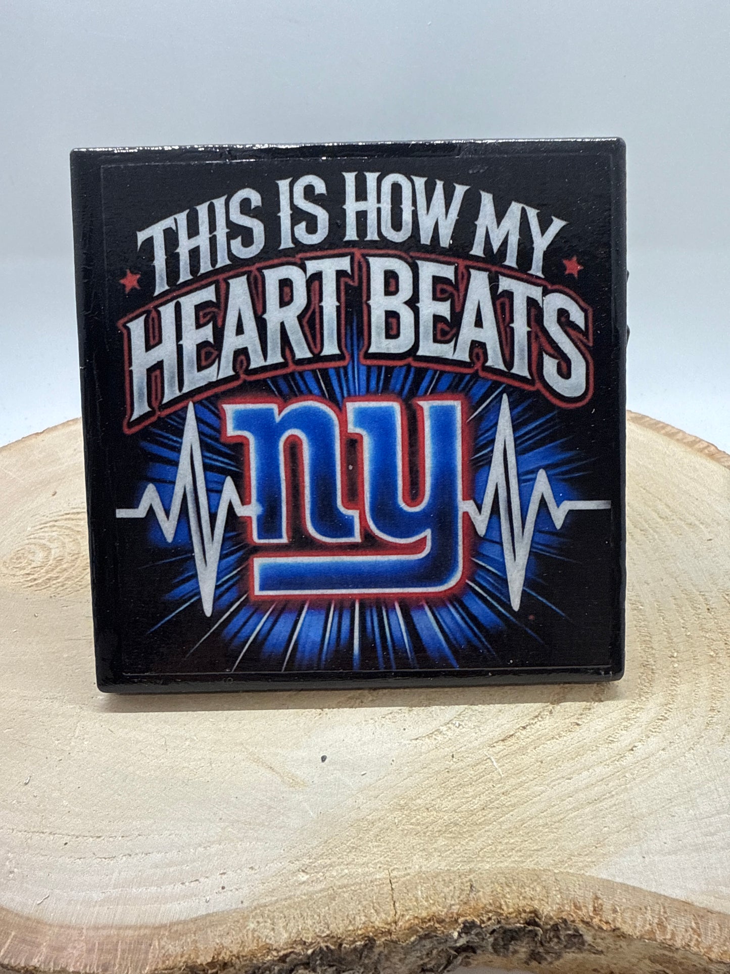 Football Coasters Heartbeat Black Ceramic