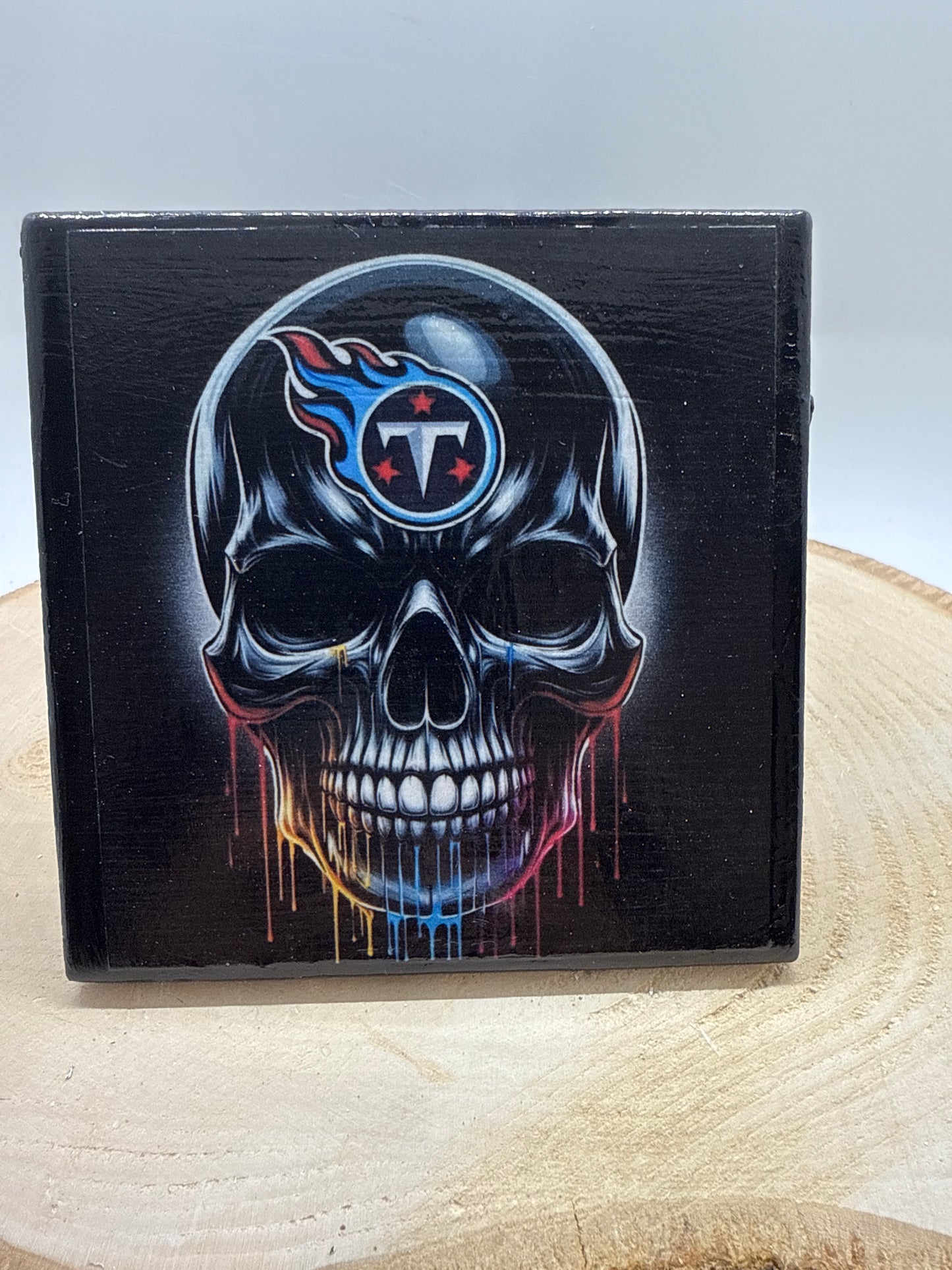 Football Coasters Skull Black Ceramic