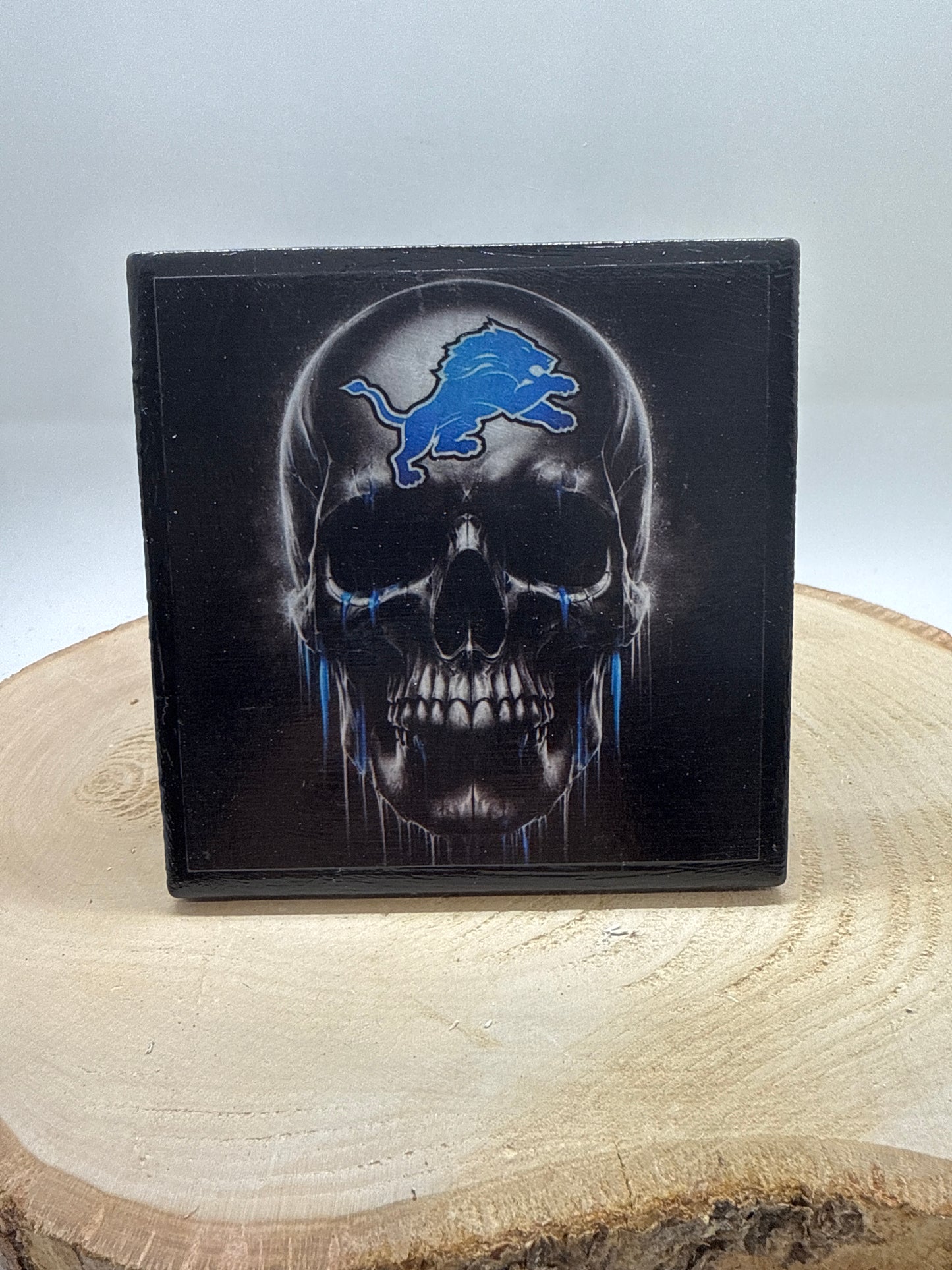 Football Coasters Skull Black Ceramic