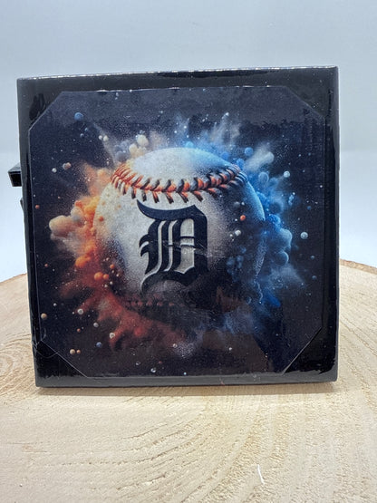 Baseball Coaster Black Ceramic