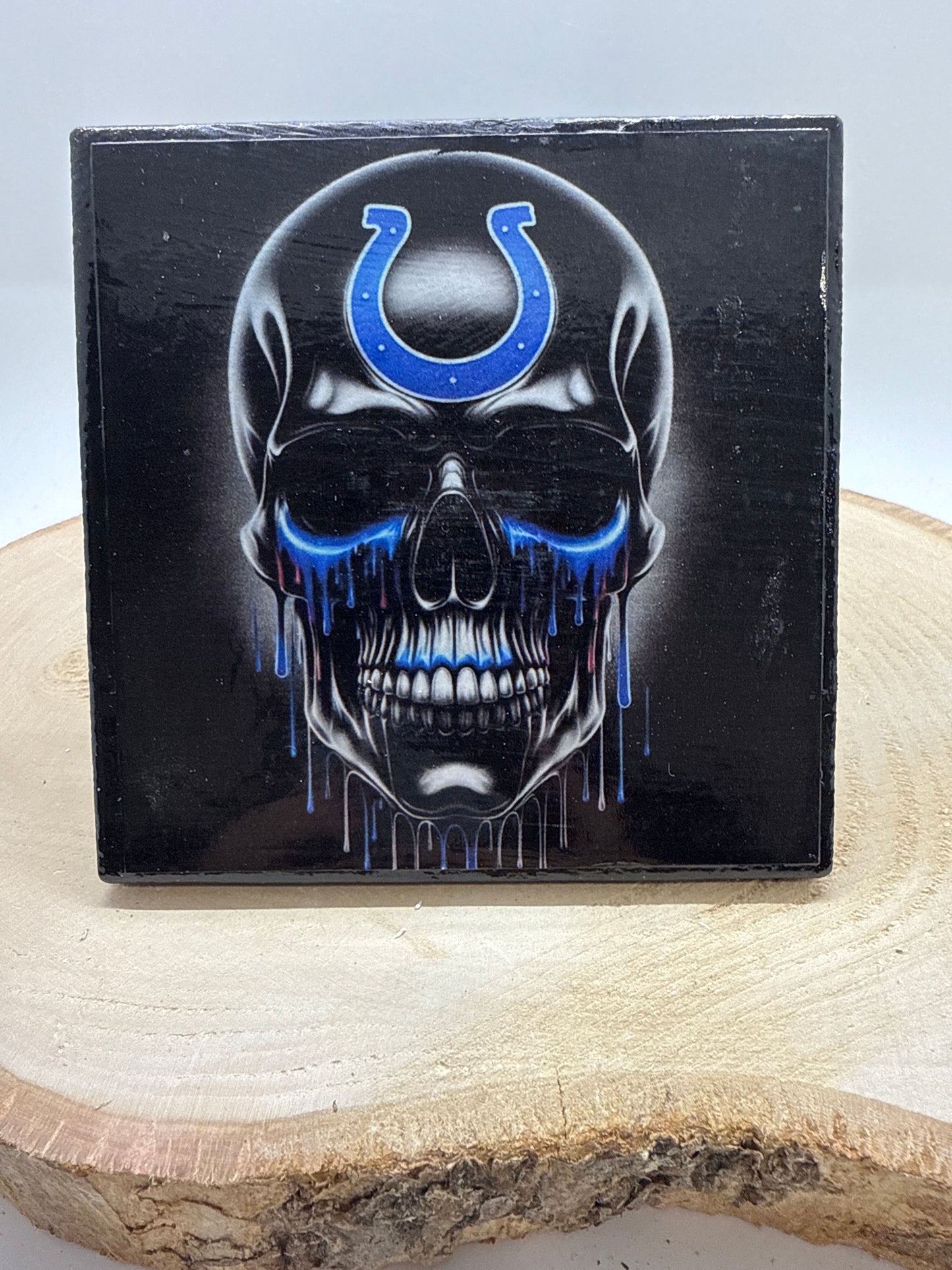 Football Coasters Skull Black Ceramic