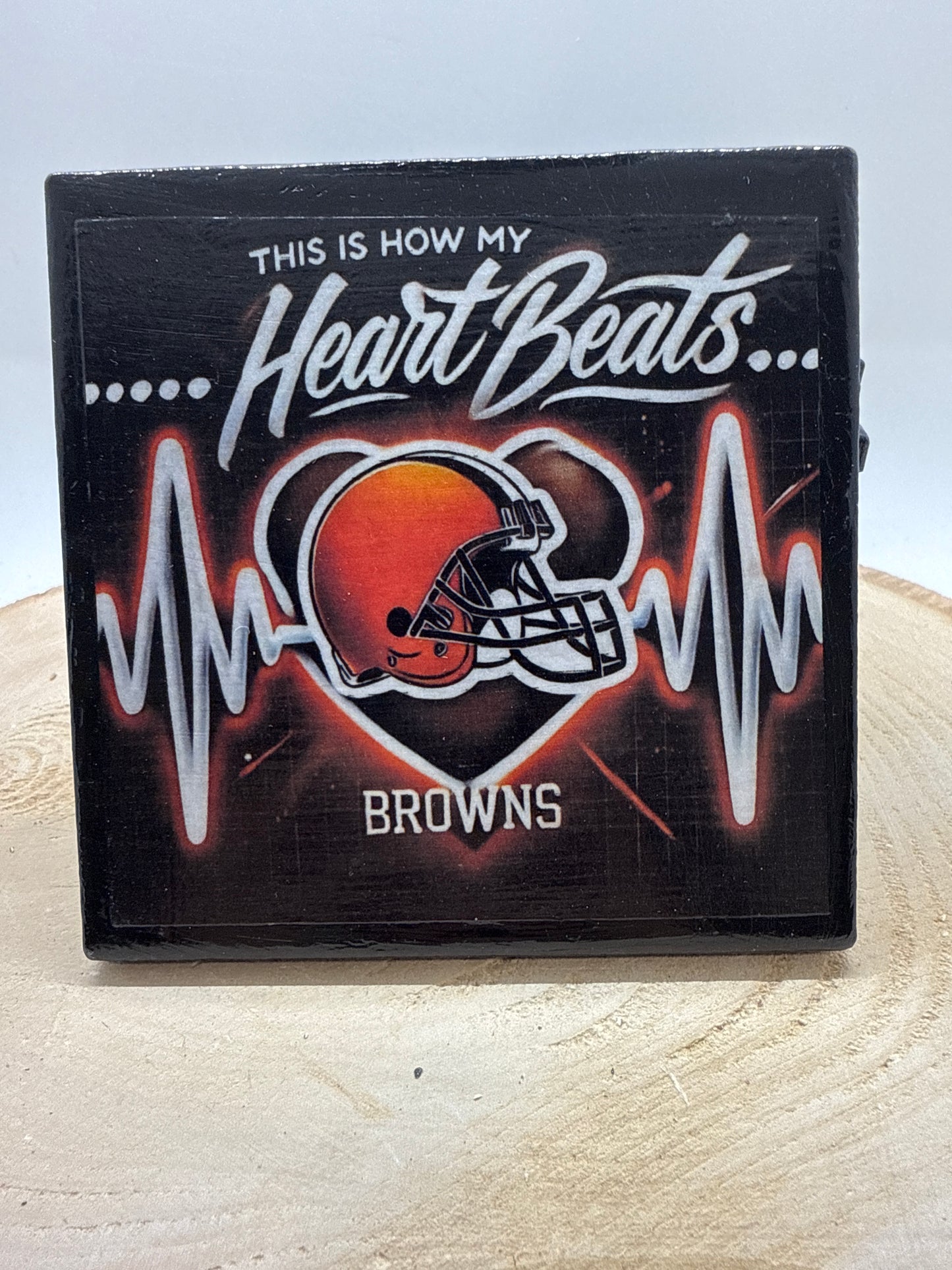 Football Coasters Heartbeat Black Ceramic