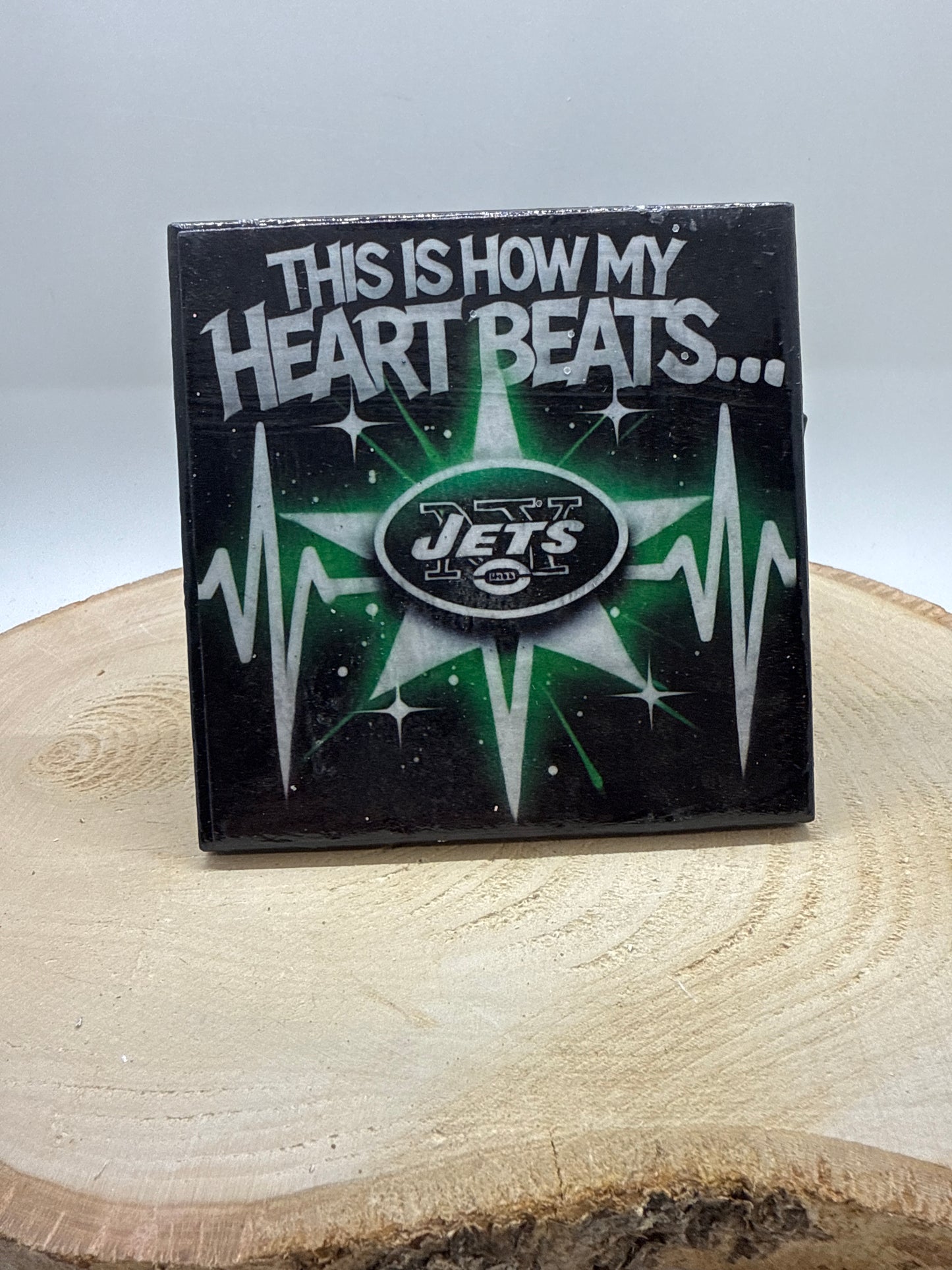 Football Coasters Heartbeat Black Ceramic