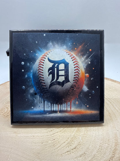 Baseball Coaster Black Ceramic