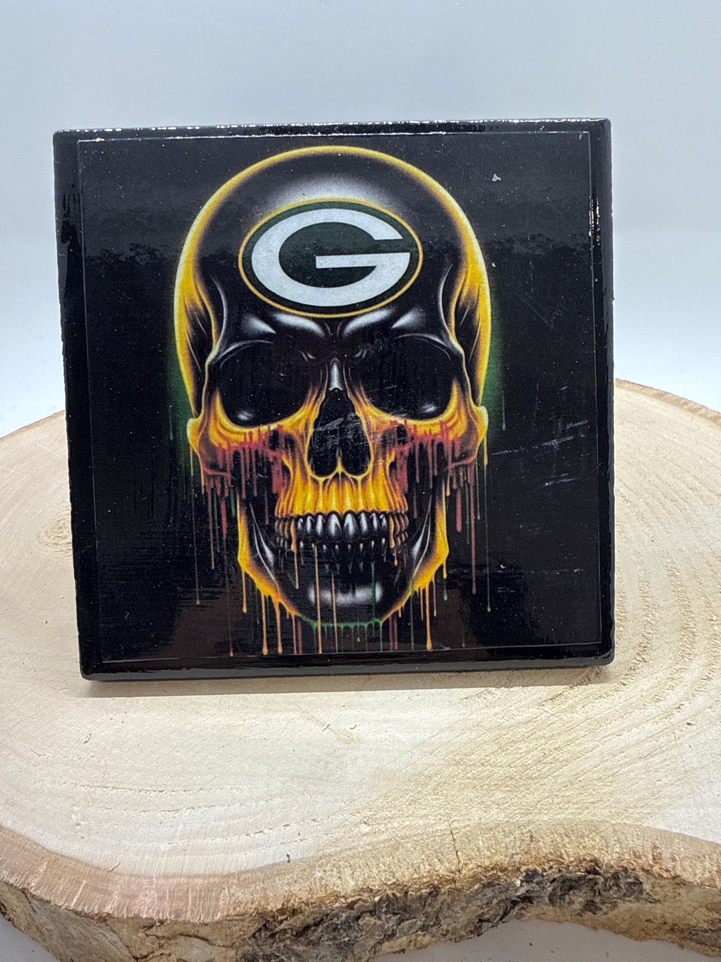 Football Coasters Skull Black Ceramic