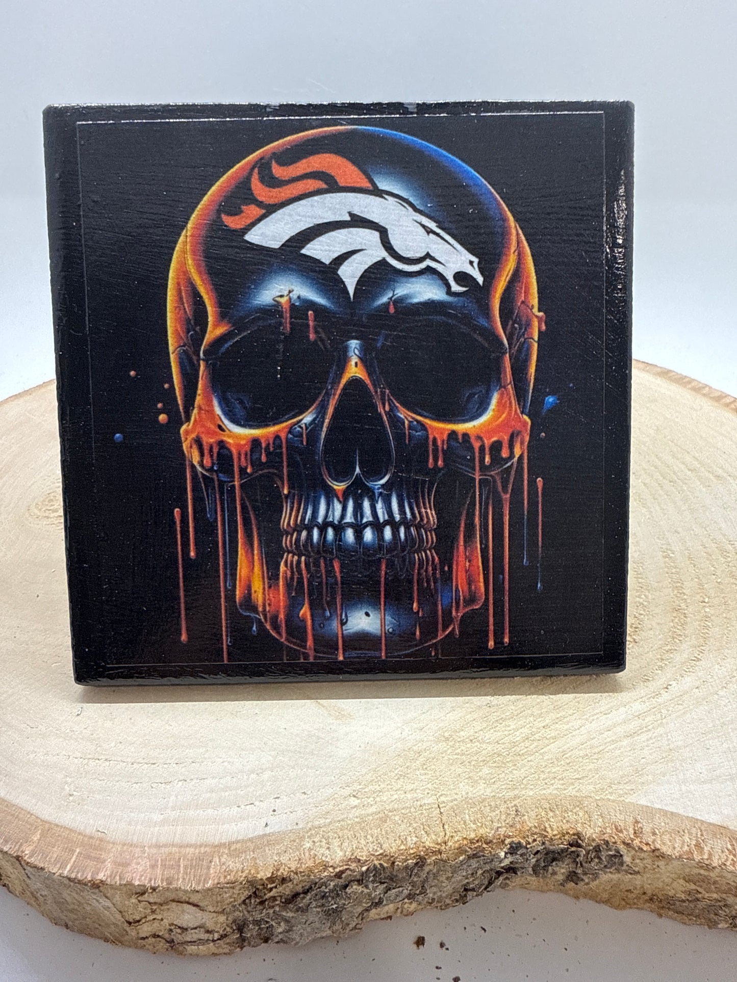 Football Coasters Skull Black Ceramic