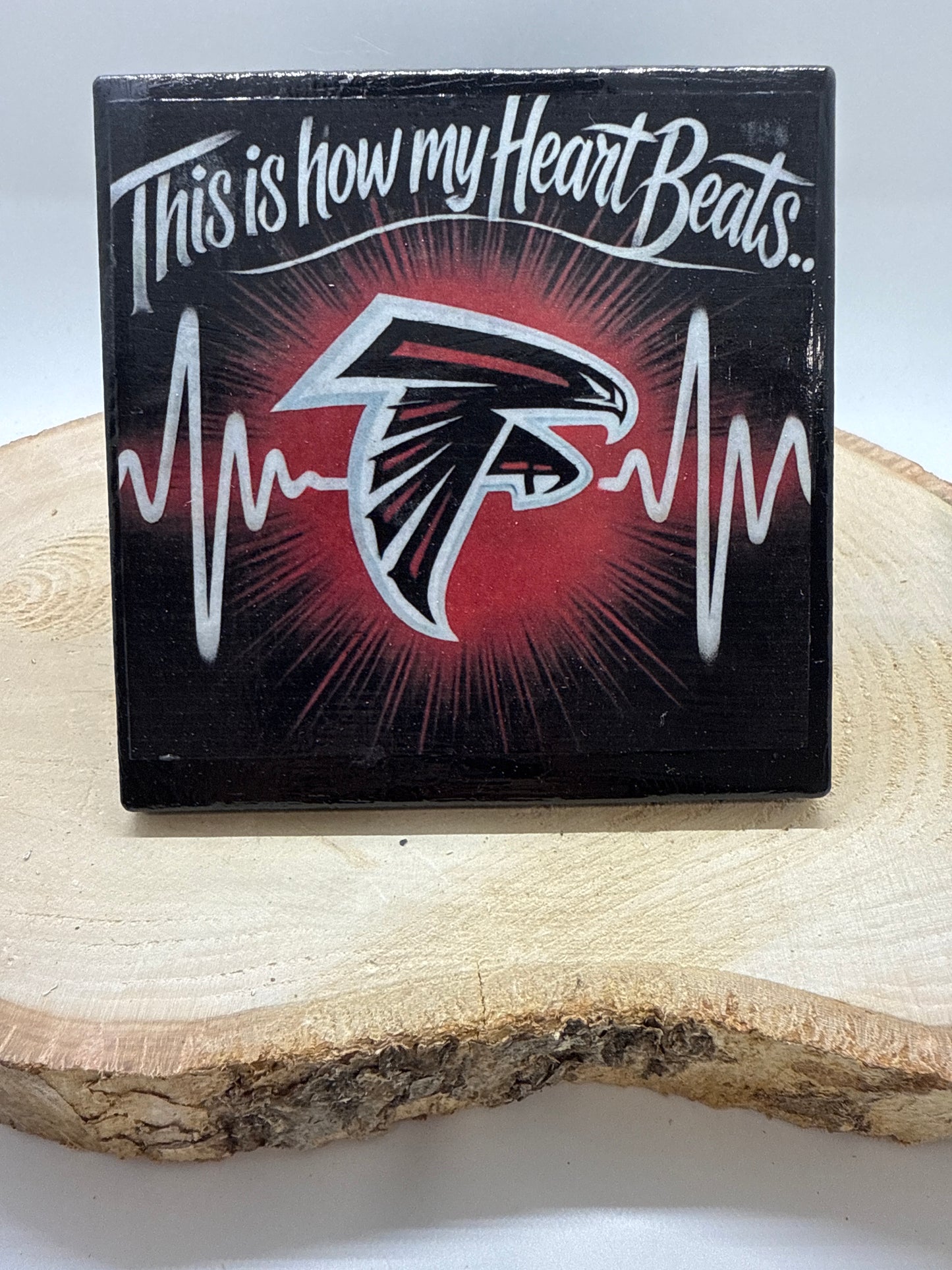 Football Coasters Heartbeat Black Ceramic