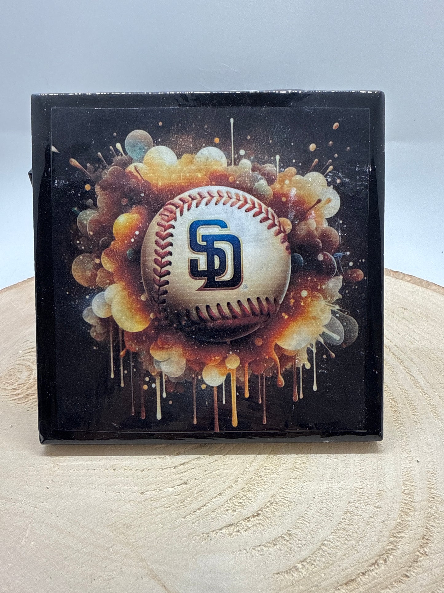 Baseball Coaster Black Ceramic