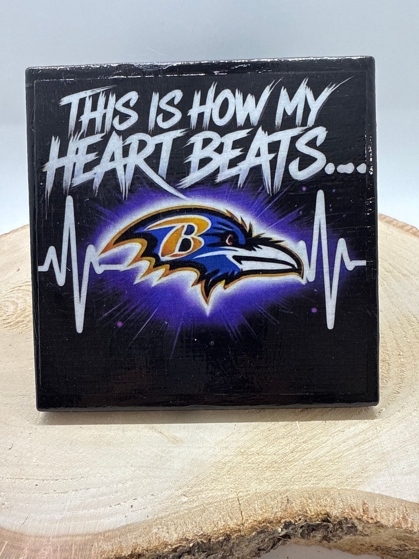 Football Coasters Heartbeat Black Ceramic