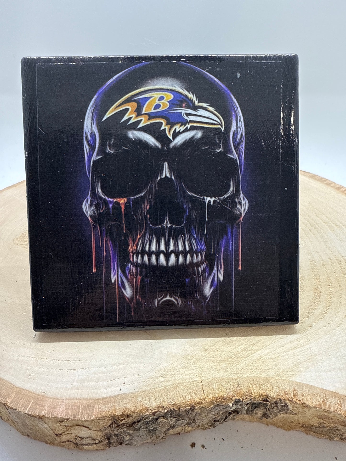 Football Coasters Skull Black Ceramic