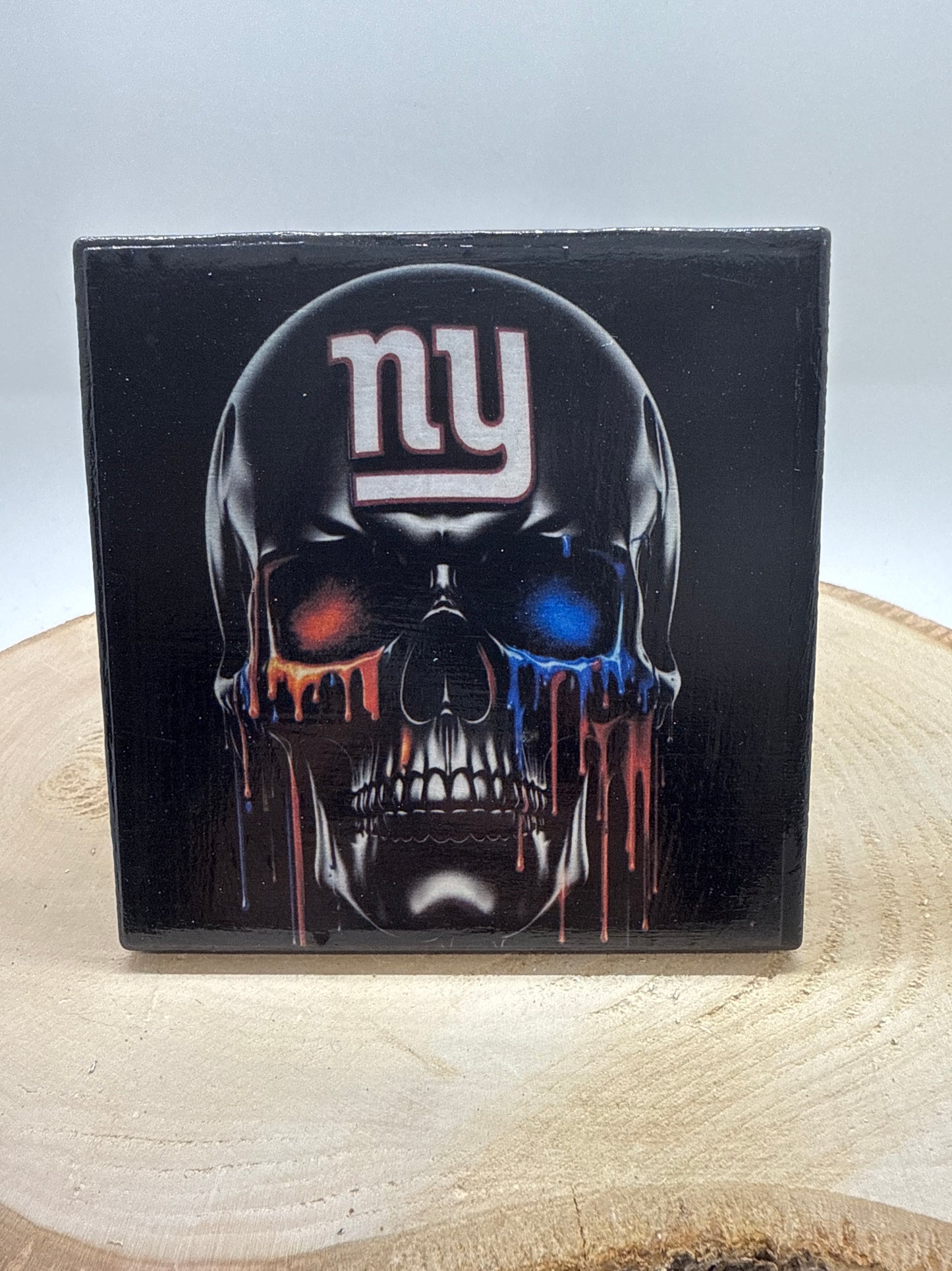 Football Coasters Skull Black Ceramic