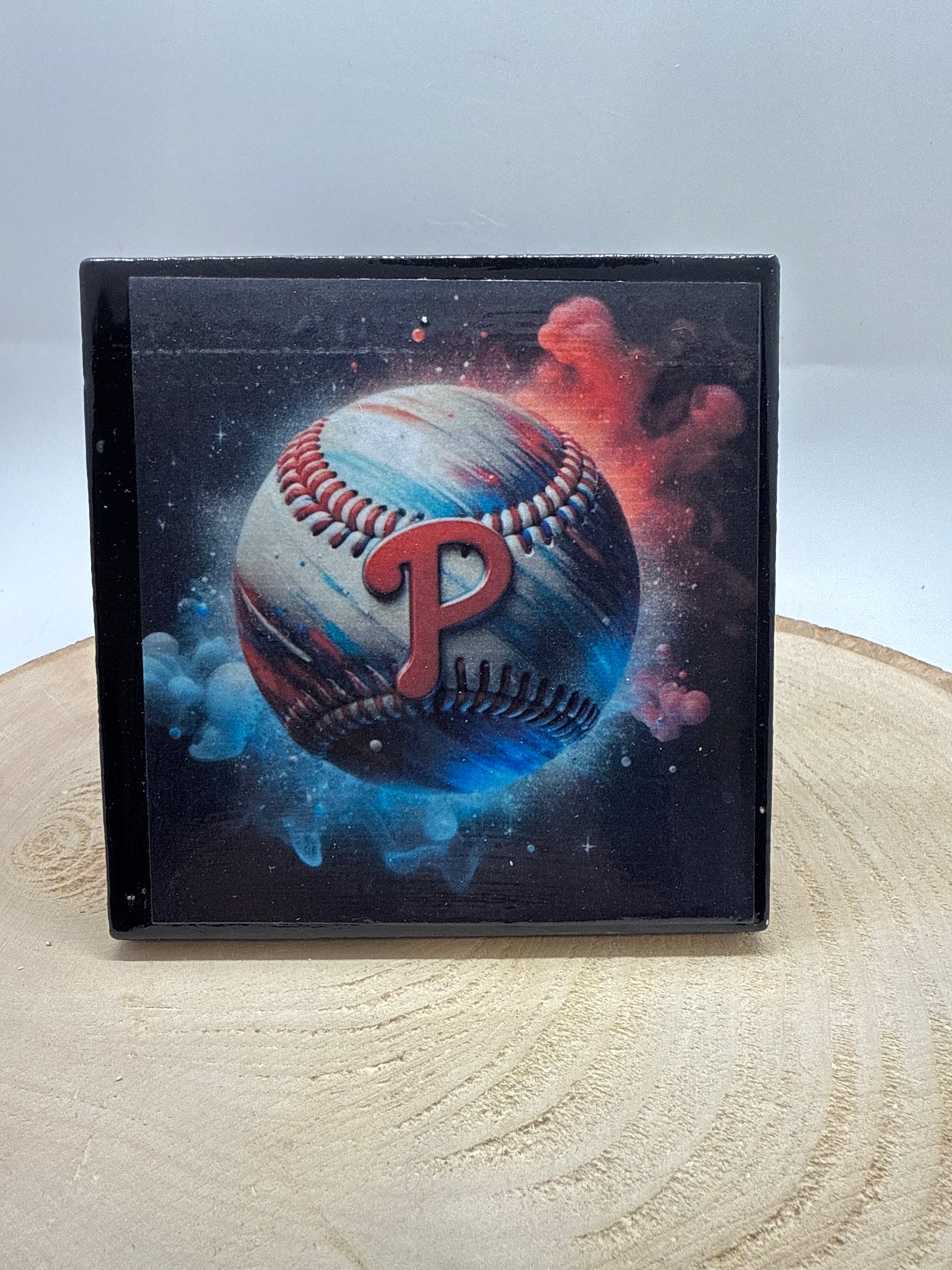 Baseball Coaster Black Ceramic