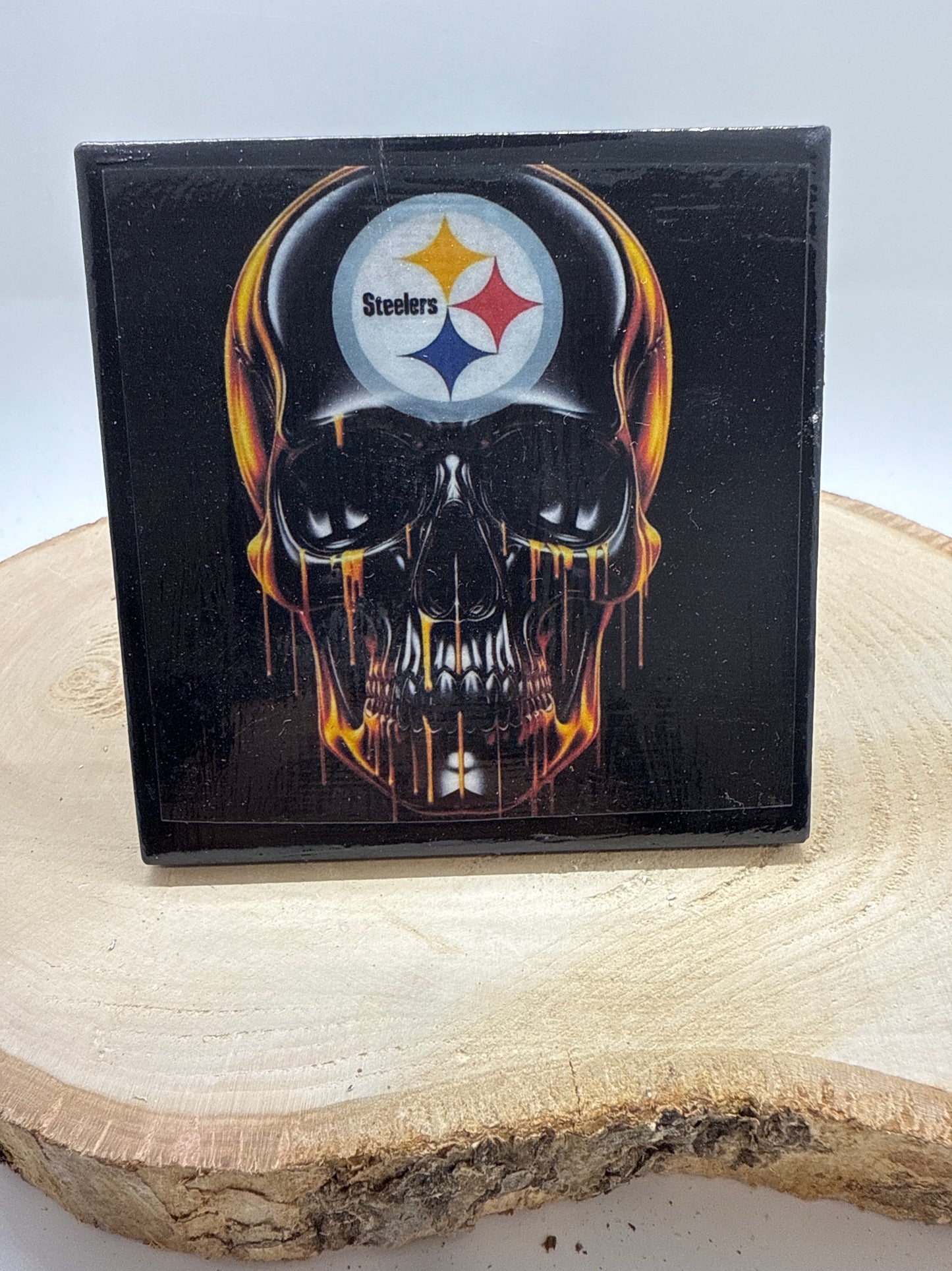 Football Coasters Skull Black Ceramic