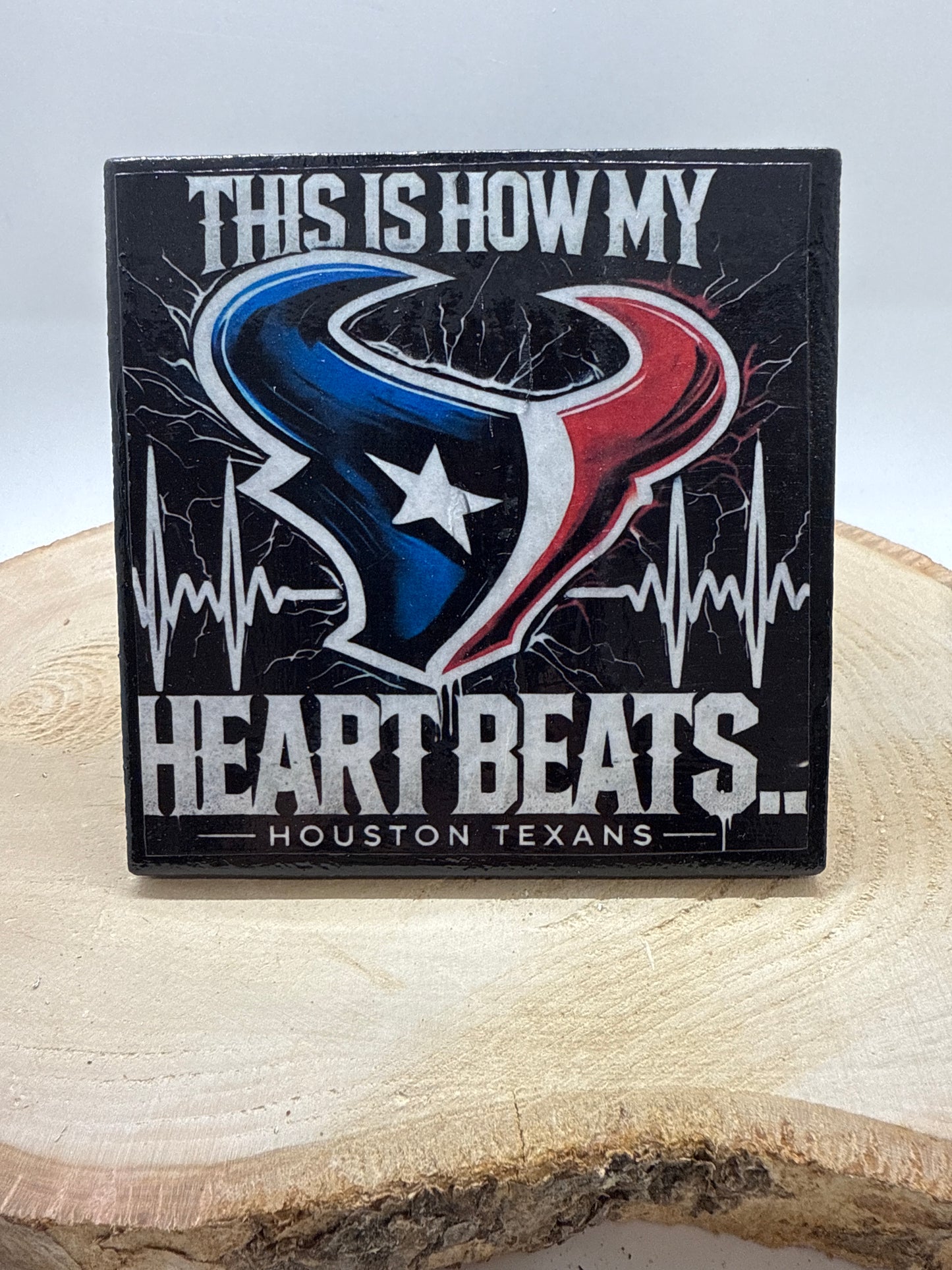 Football Coasters Heartbeat Black Ceramic