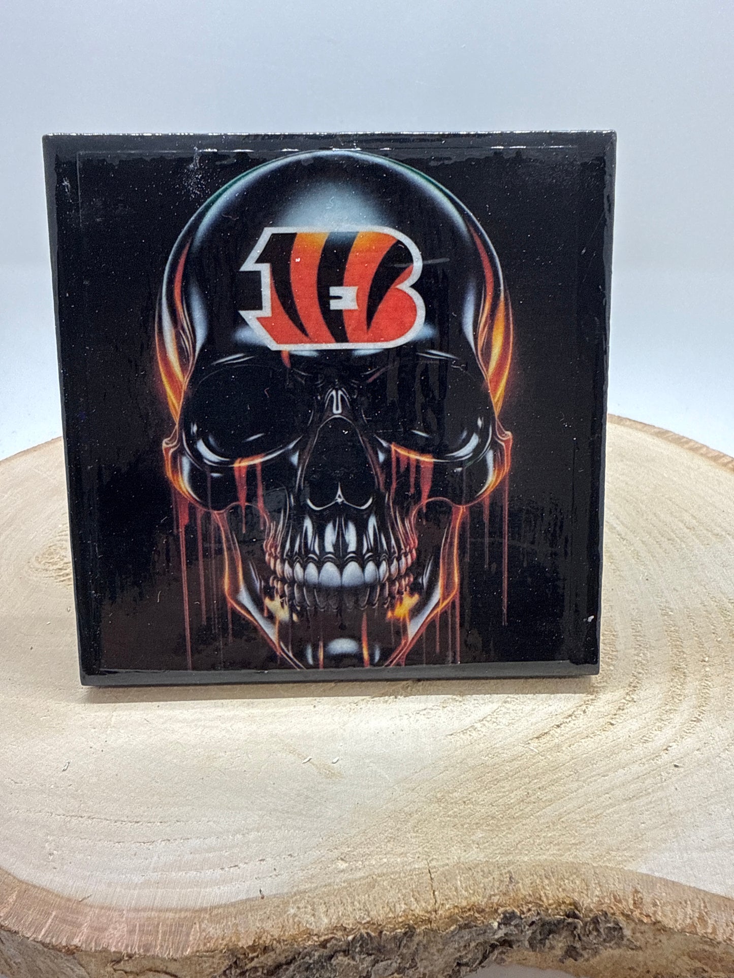 Football Coasters Skull Black Ceramic