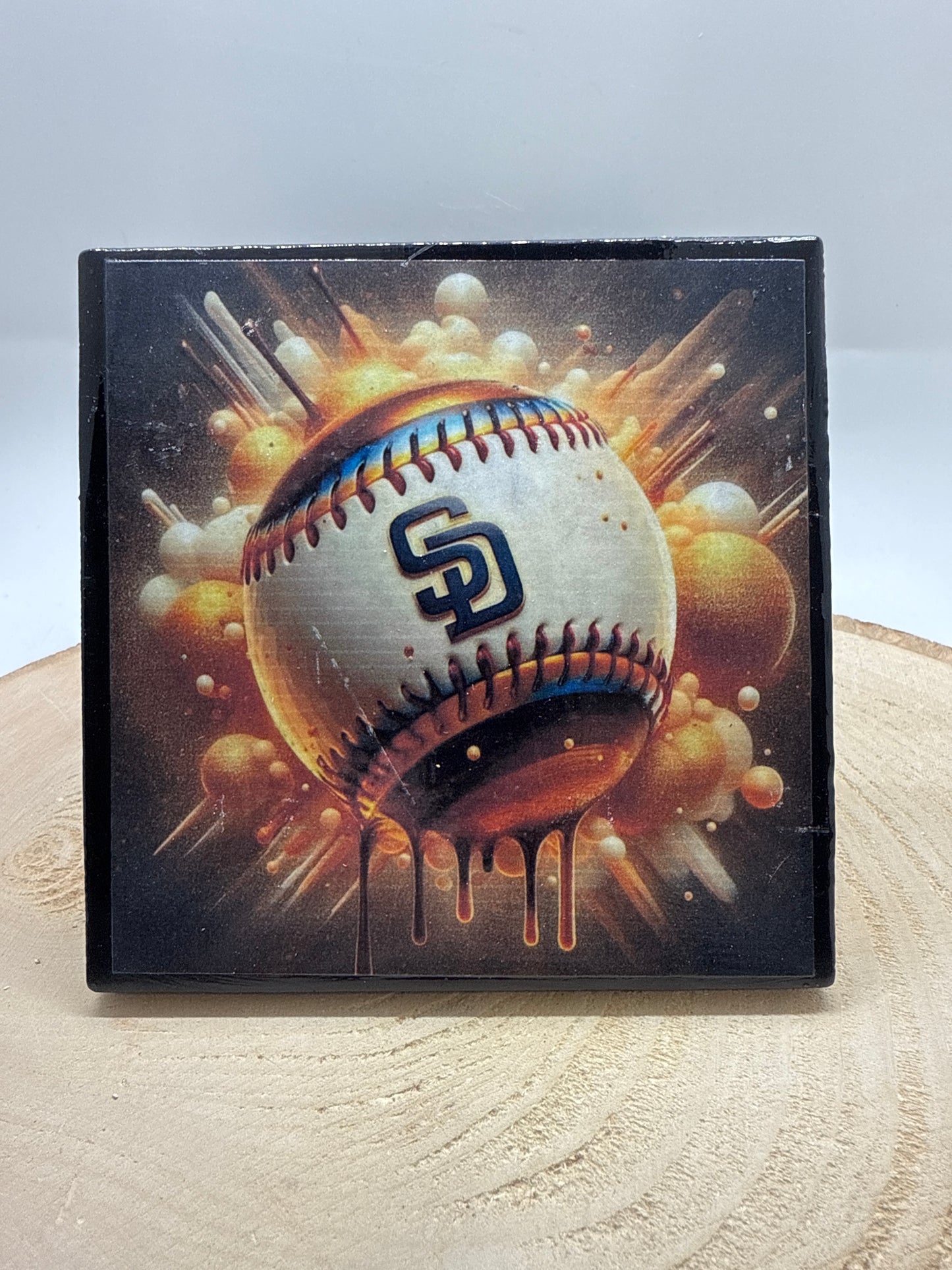 Baseball Coaster Black Ceramic