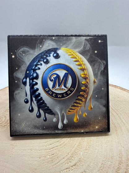 Baseball Coaster Black Ceramic