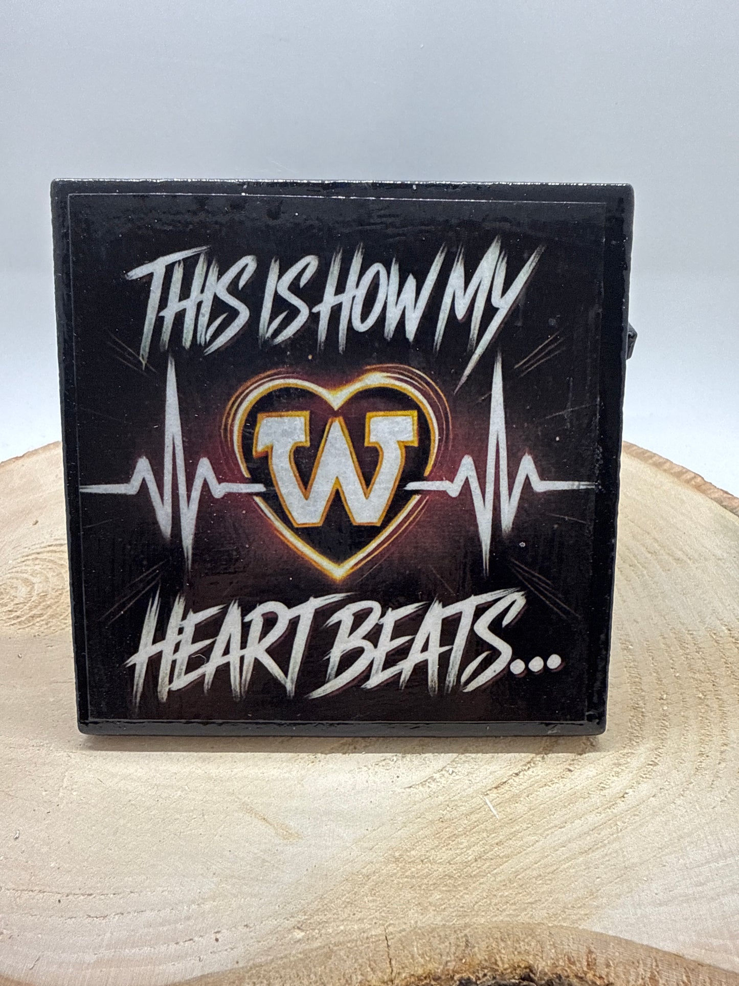 Football Coasters Heartbeat Black Ceramic