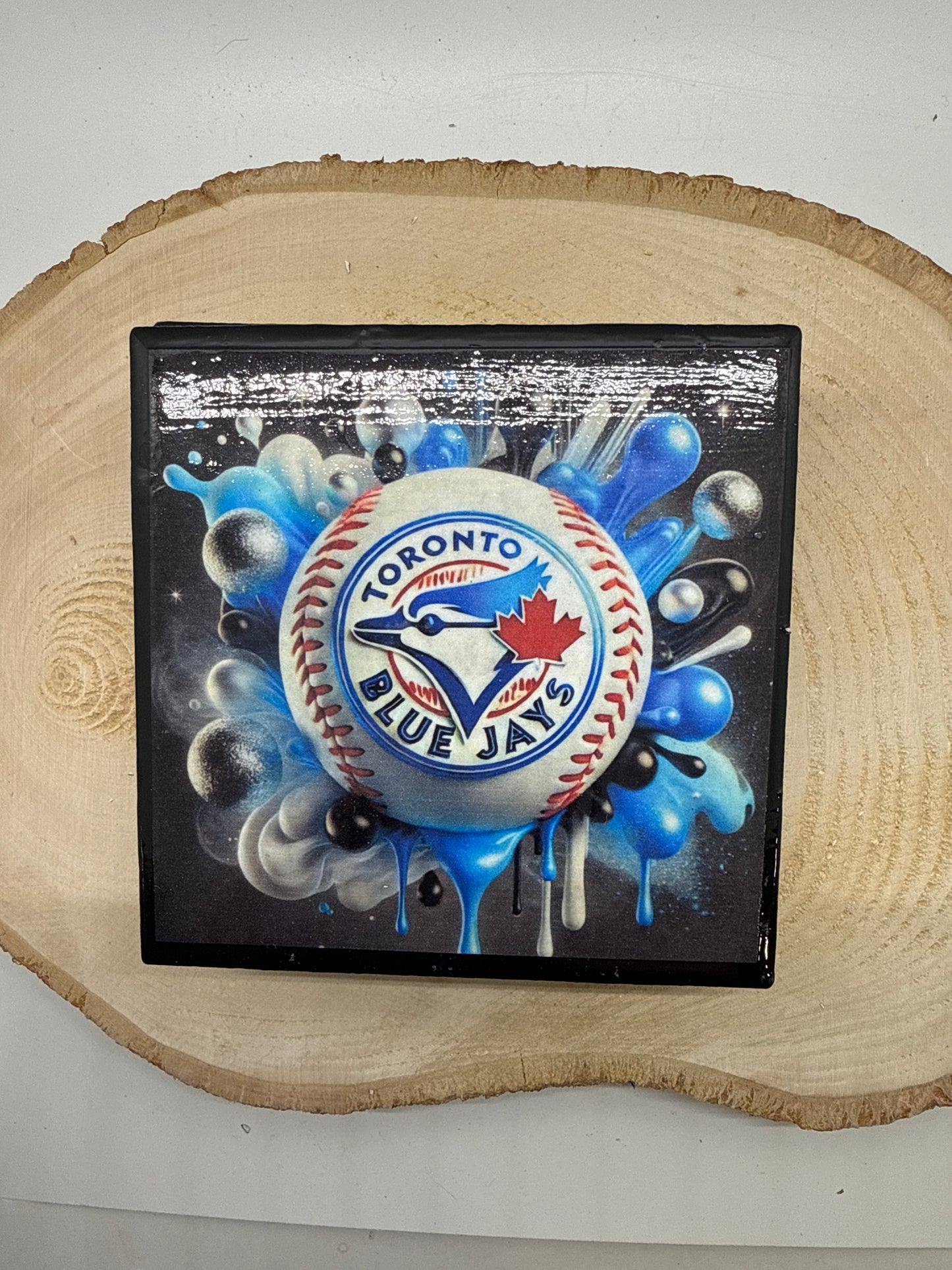 Baseball Coaster Black Ceramic