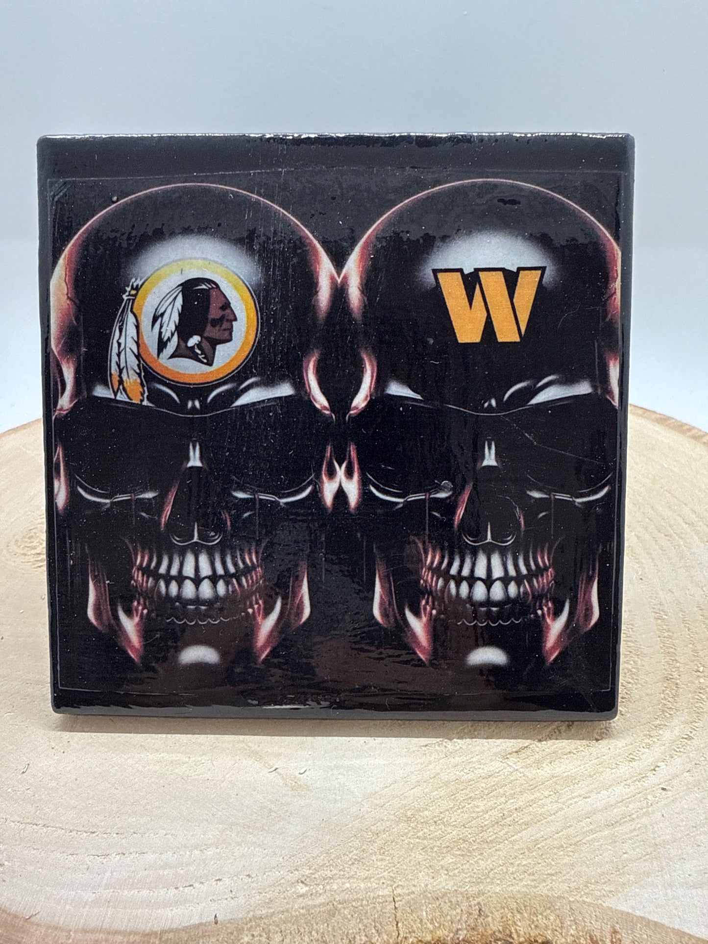 Football Coasters Skull Black Ceramic