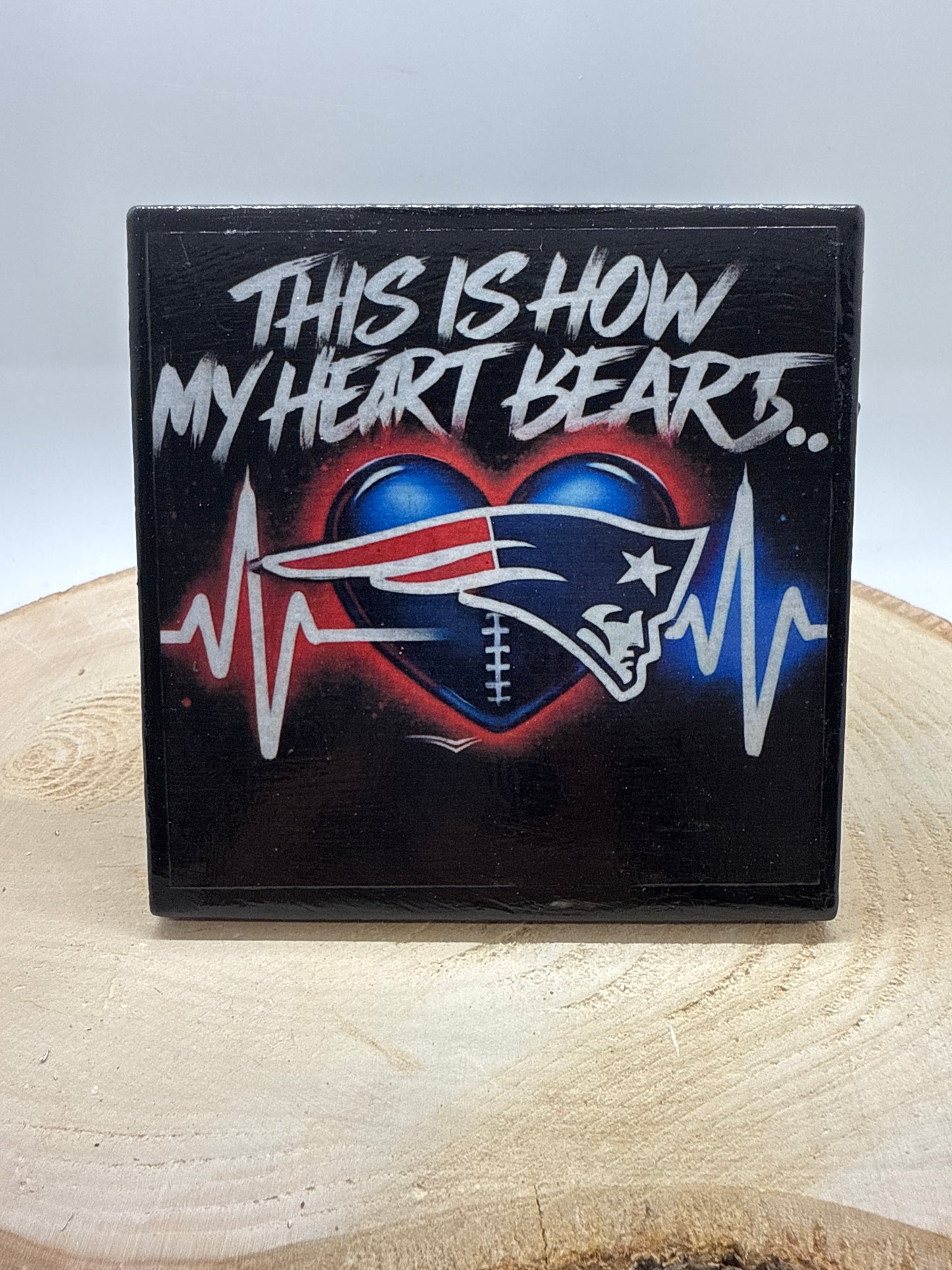 Football Coasters Heartbeat Black Ceramic