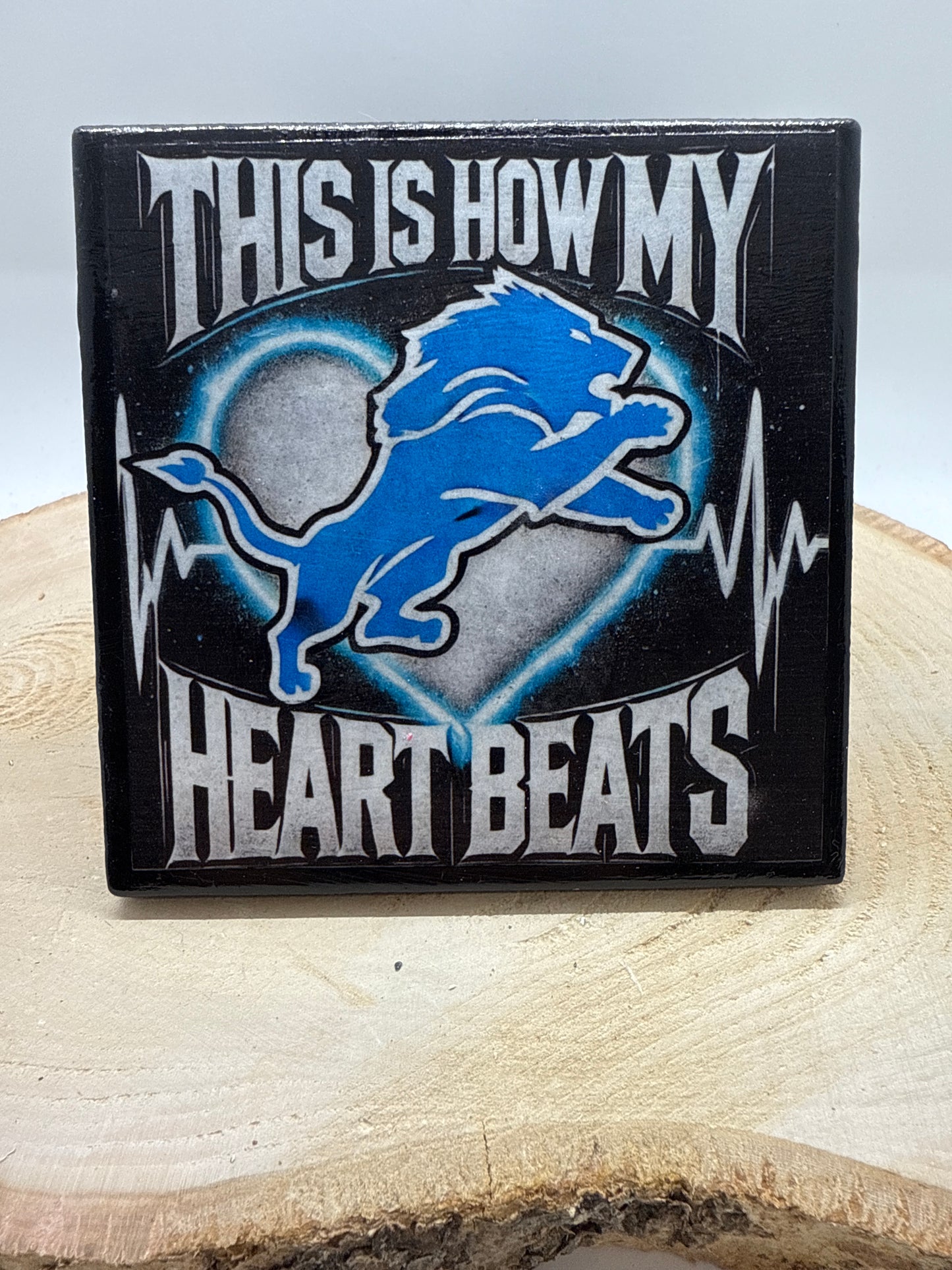 Football Coasters Heartbeat Black Ceramic