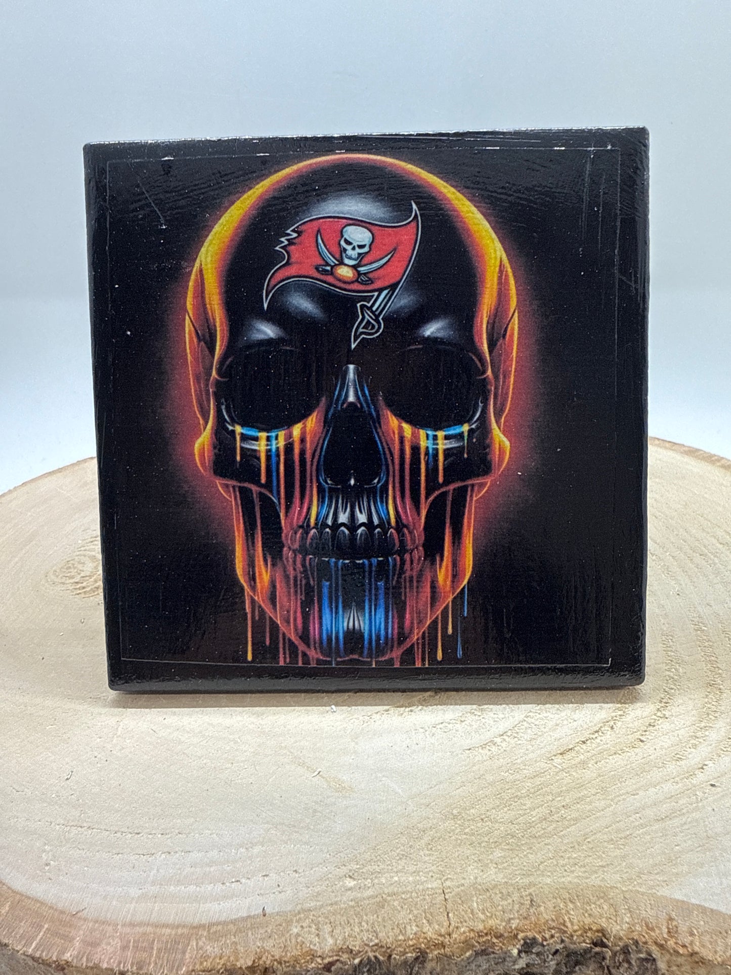 Football Coasters Skull Black Ceramic