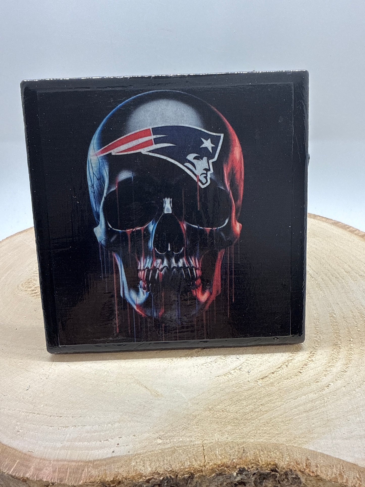 Football Coasters Skull Black Ceramic