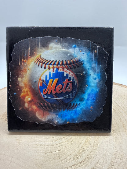 Baseball Coaster Black Ceramic