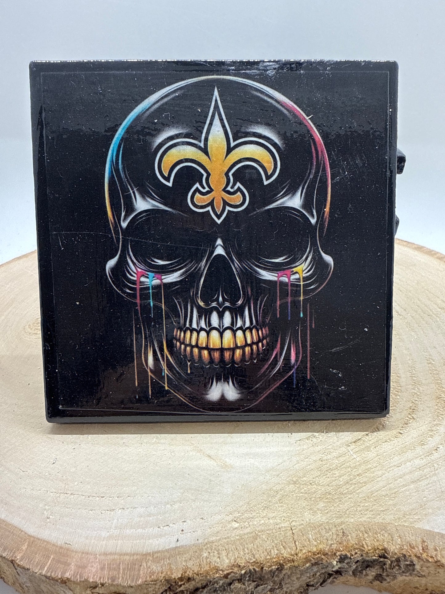 Football Coasters Skull Black Ceramic