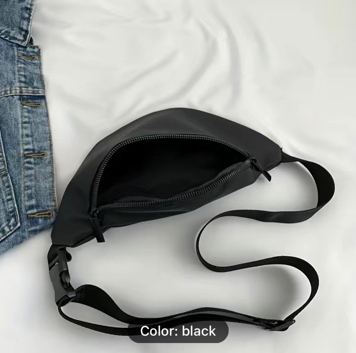 Black Travel Crossbody Bag - Fanny Pack