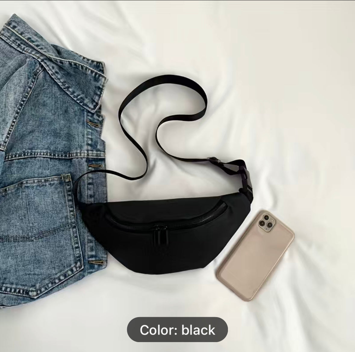 Black Travel Crossbody Bag - Fanny Pack