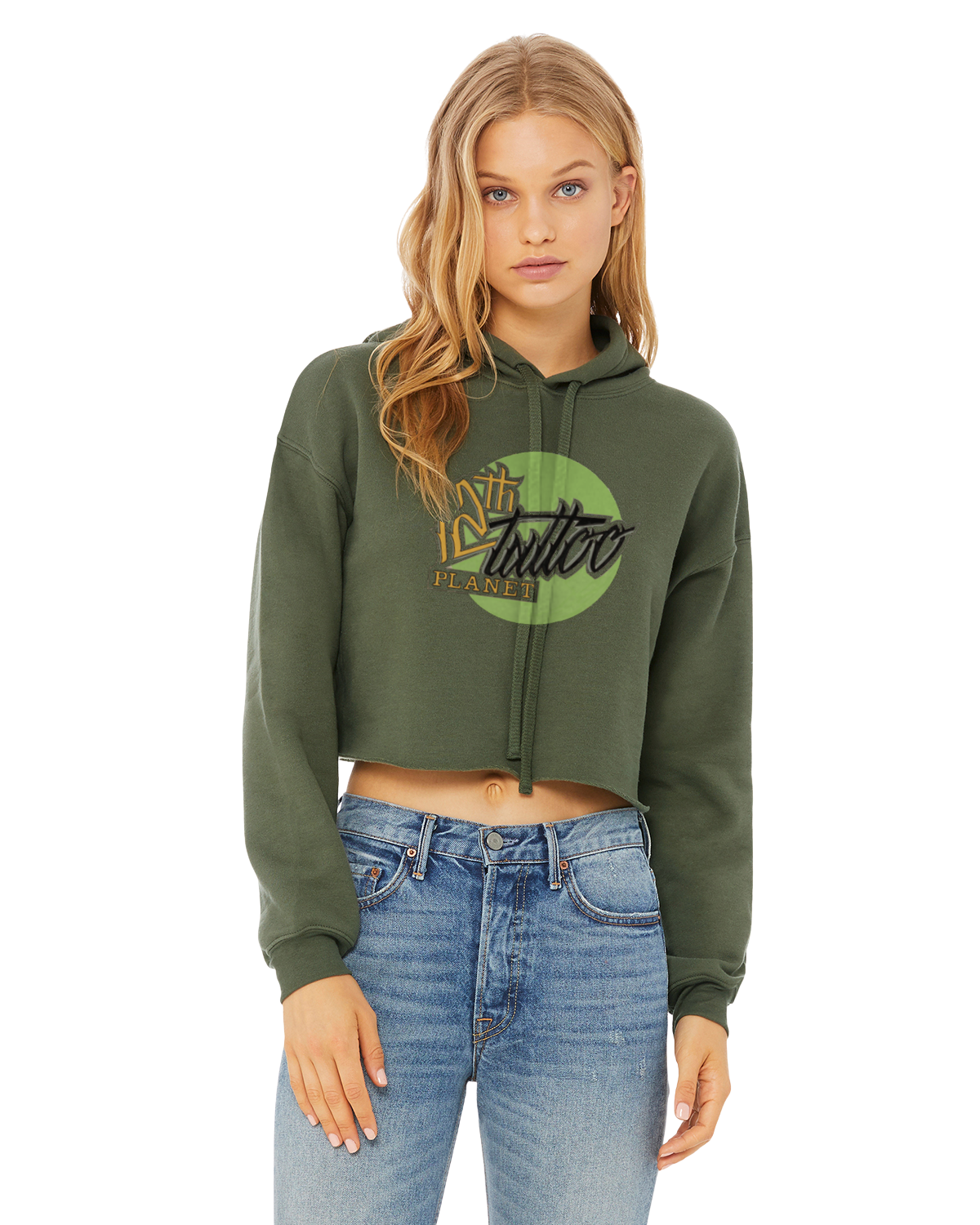 12th Planet Tattoo Hooded Cropped Top