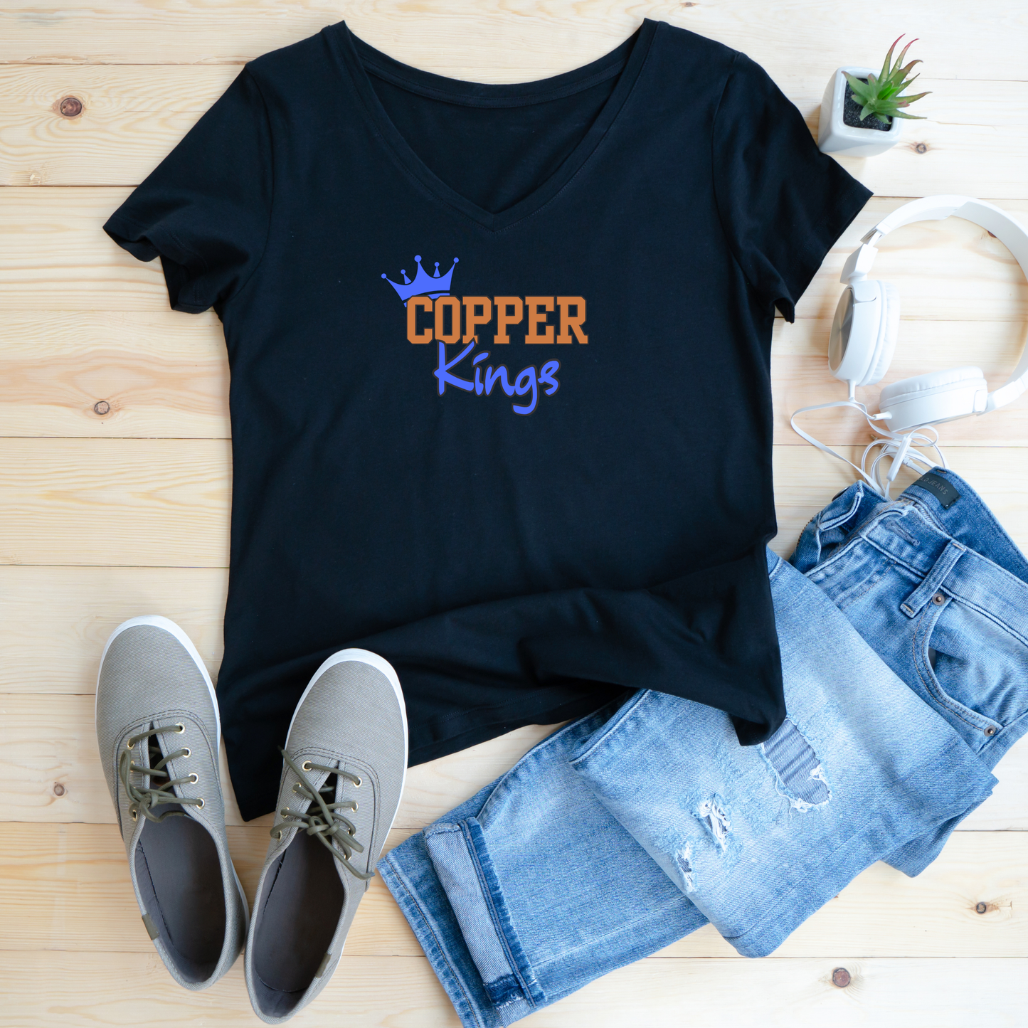 Copper Queens & Kings Women V-neck