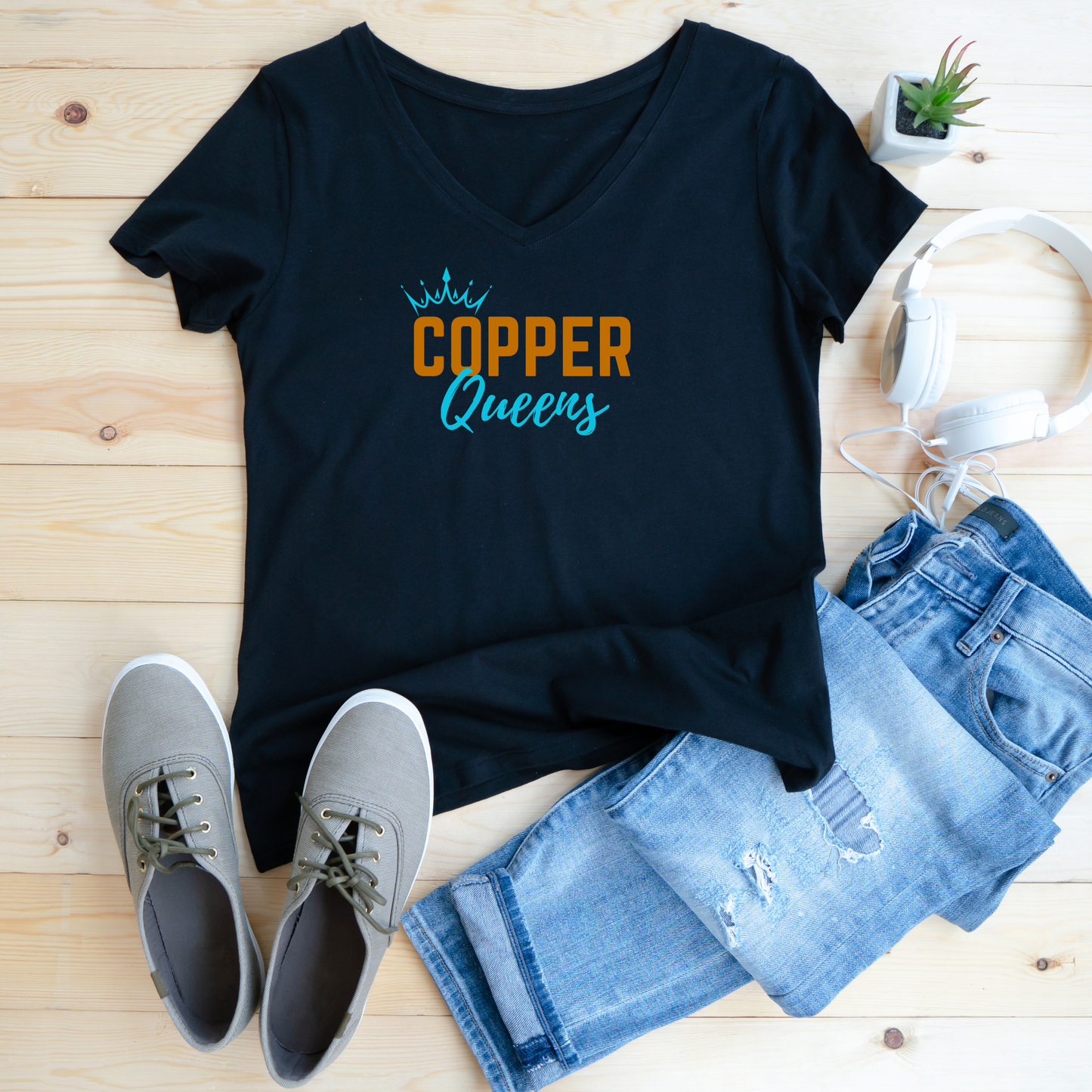 Copper Queens & Kings Women V-neck