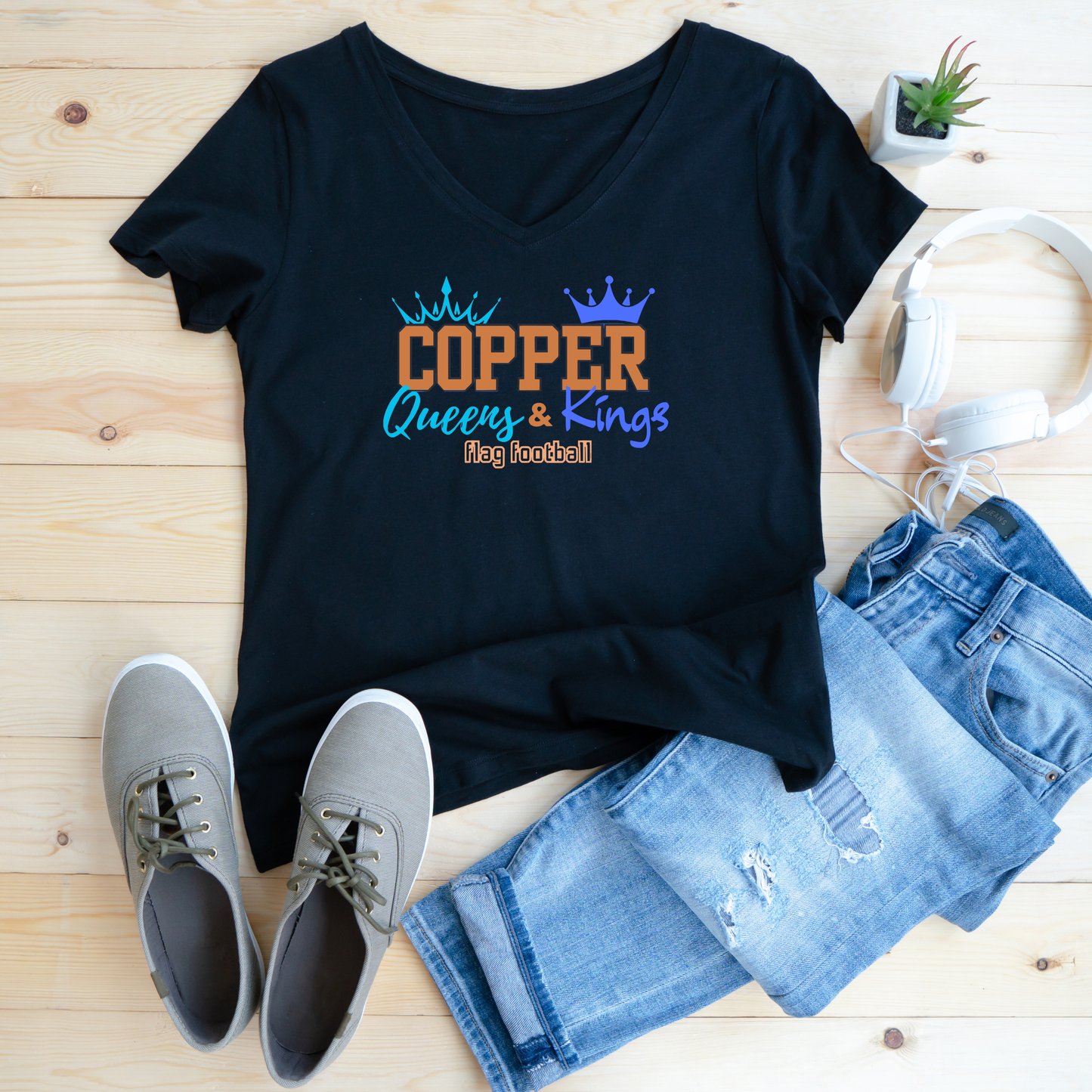 Copper Queens & Kings Women V-neck